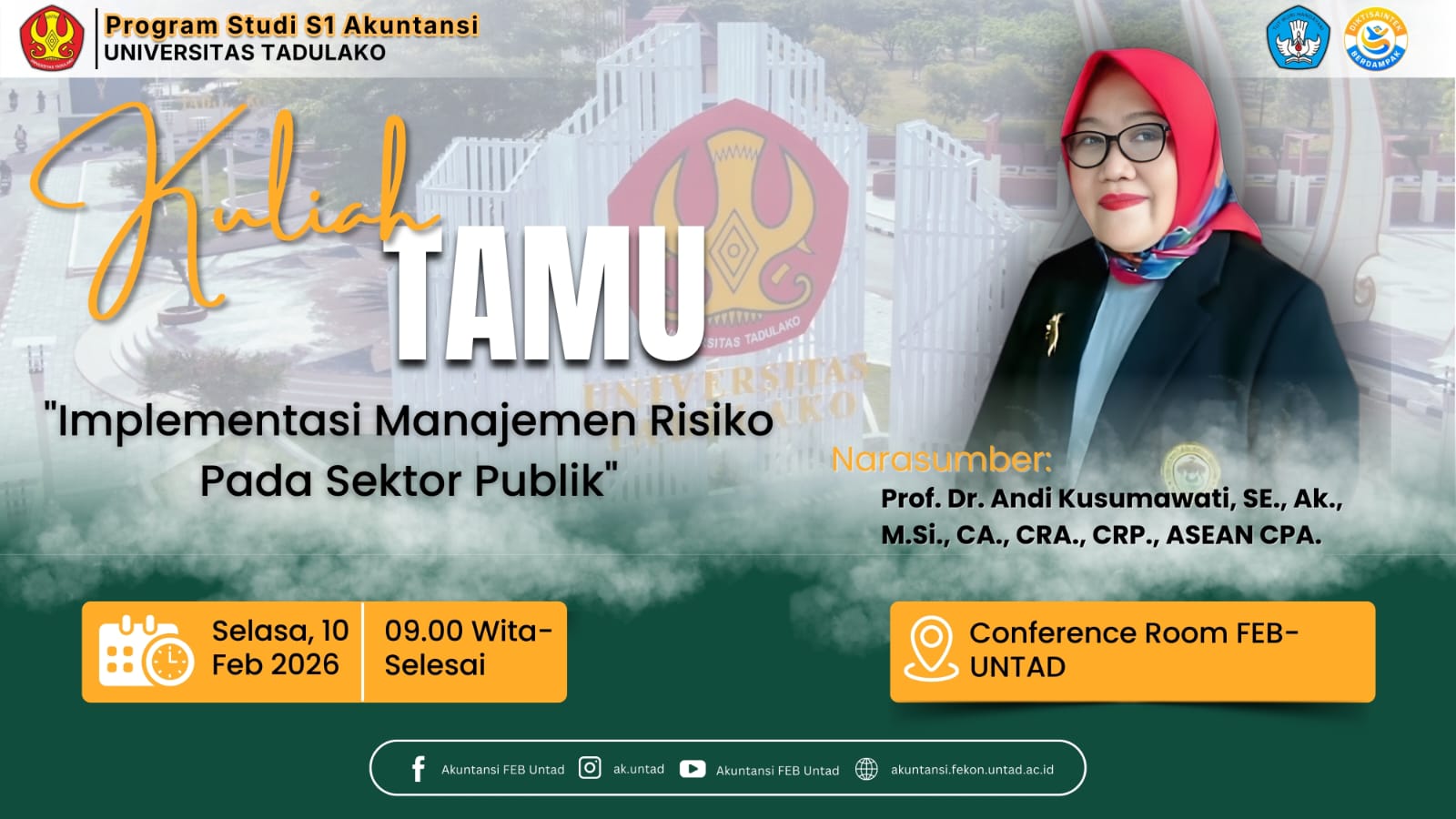 Kupas Tuntas Manajemen Risiko Sektor Publik, Prodi S1 Akuntansi FEB UNTAD Hadirkan Guru Besar FEB UNHAS