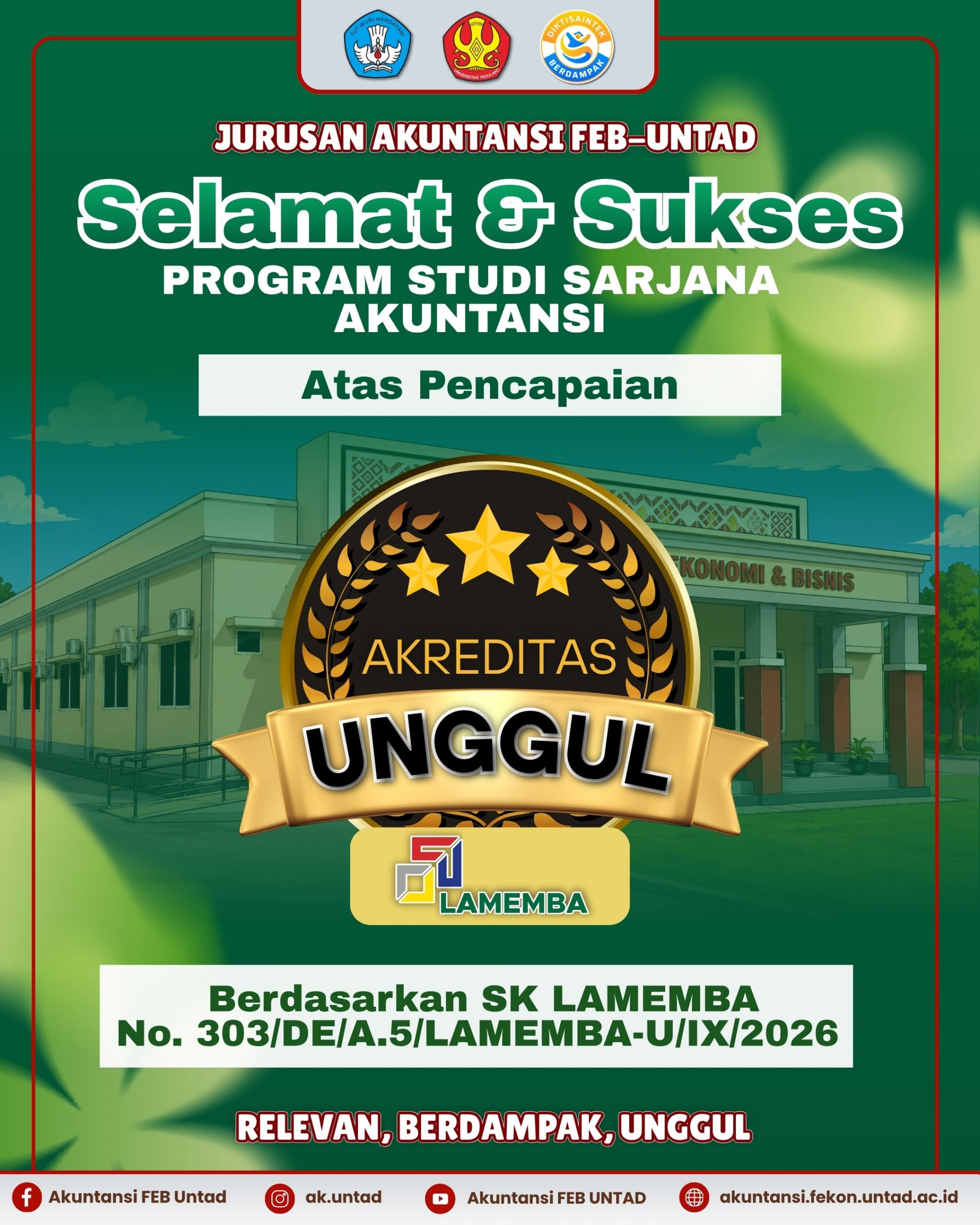 Raih Peringkat “Unggul” dari LAMEMBA, Program Studi S1 Akuntansi Universitas Tadulako Buktikan Kualitas Tata Kelola Terbaik